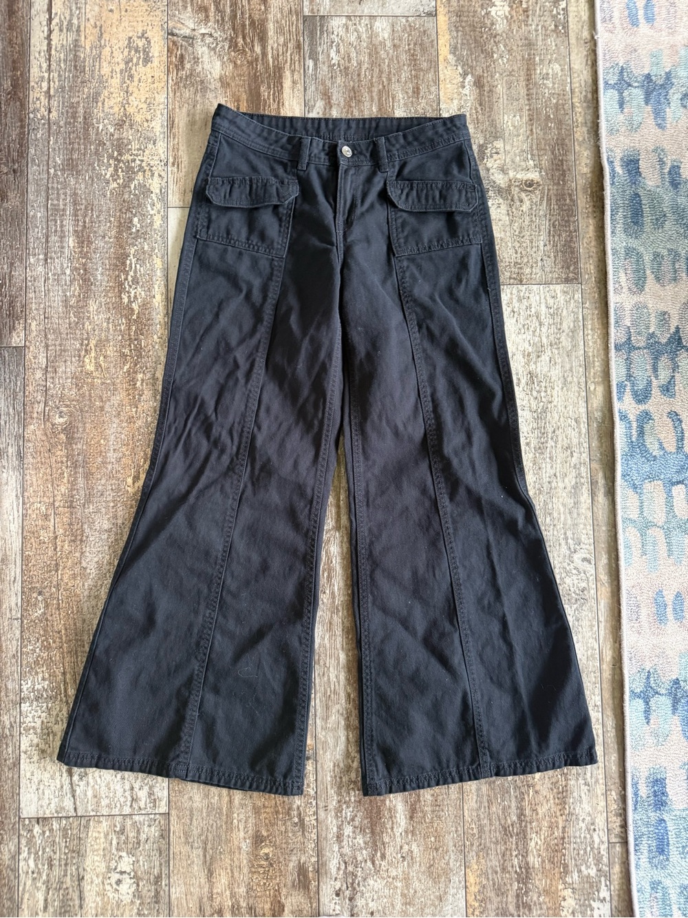 2 for $20 sale: H&M divided black wide leg flare jeans with center seam -M